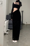Un morceau velvet lace stitching waist details dress um231ls07 black PUM35